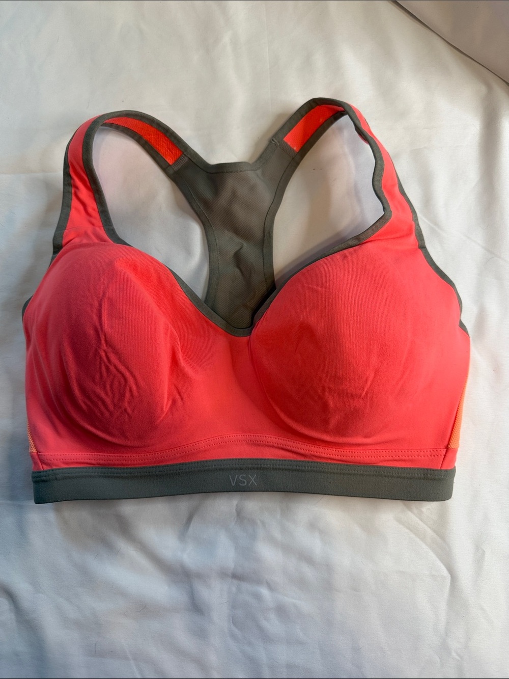 VSX Coral & Gray Molded Cup Racerback Sports Bra